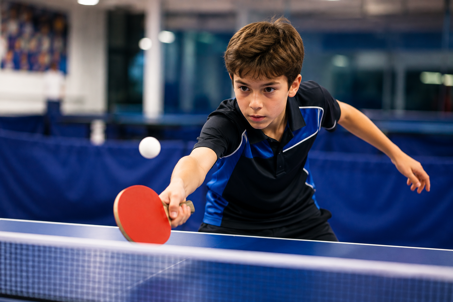 Jeune pratiquant le tennis de table